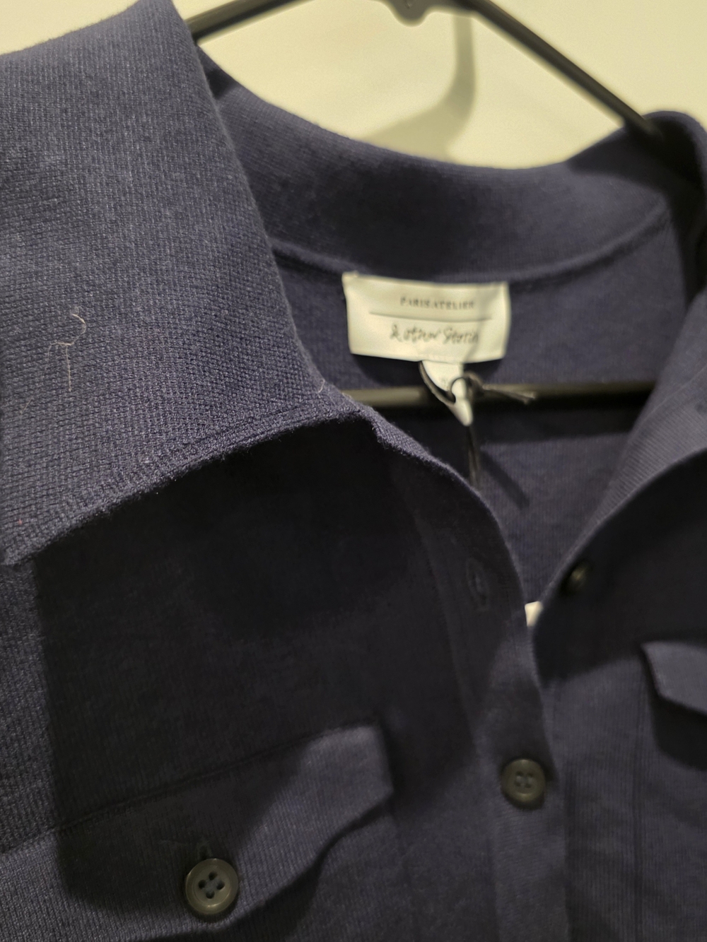 & OTHER STORIES Fitted Uniform Detail Polo Sweater Women's L Navy Paris Atelier - Picture 8 of 15